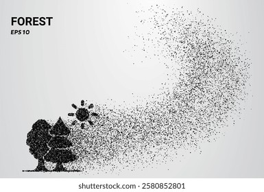 Forest of particles. Forest consists of small circles. Vector illustration.