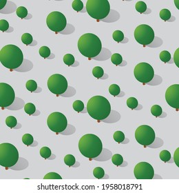 Forest pattern map background. Isometric green botanical structure landscape of trees park lawn grass