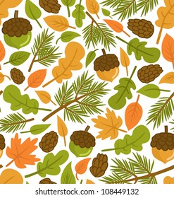 Forest pattern. Seamless pattern with forest elements, scalable and editable vector.