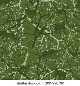 Forest pattern with tree branches, animals. Pattern.