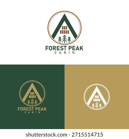 Arte vectorial de diseño de logo Forest Peak Cabin