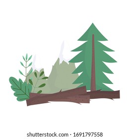 forest of pine tree and bushes foliage vegetation nature isolated icon design vector illustration