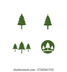 Diseño de Vector de logotipo de ilustración de árbol de pino forestal