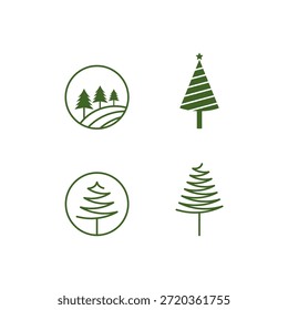 Diseño de Vector de logotipo de ilustración de árbol de pino forestal