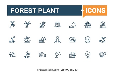 Forest Plant modern icon. Contains related to ecology, green, garden, evergreen, plant and more. Tree icon pack. Minimalist icons. Solid line editable stroke. Vector collection.