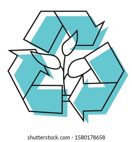 Forest and plant regeneration. Design element. Vector illustration. Icon with shadow isolated on white background.