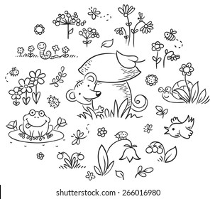 Black White Animals Cartoon Images Stock Photos Vectors