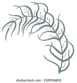 Forest plants in boho style. Ferns, horsetails, leaves, branches