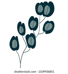 Forest plants in boho style. Ferns, horsetails, leaves, branches