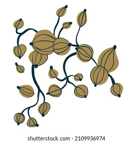 Forest plants in boho style. Ferns, horsetails, leaves, branches