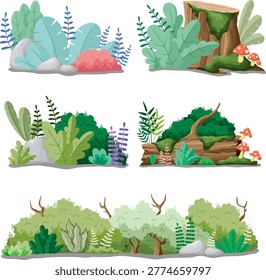 Forest Plants and Mushrooms Elements Collection