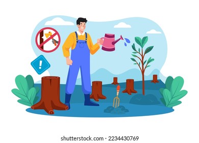 Forest Preservation Illustration concept. A flat illustration isolated on white background