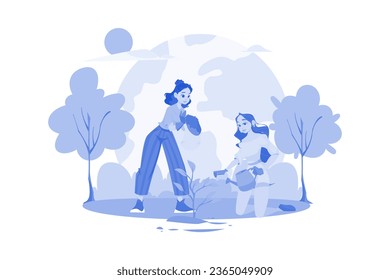 Concepto de ilustración de preservación de bosques sobre fondo blanco