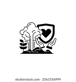 Forest Protection Line Icon. linear style sign for mobile concept and web design. Outline vector icon.