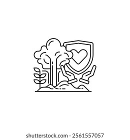 Forest Protection Line Icon. linear style sign for mobile concept and web design. Outline vector icon.