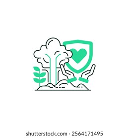 Forest Protection Line Icon. linear style sign for mobile concept and web design. Outline vector icon.