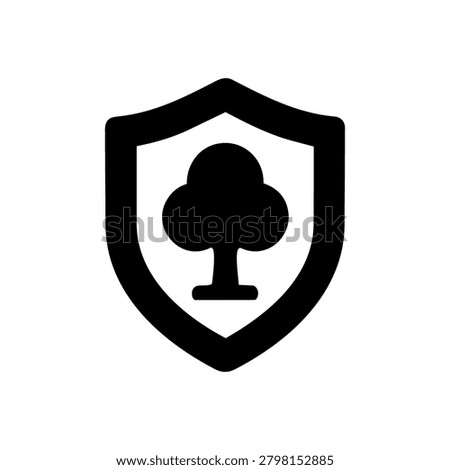 Forest protection shield icon representing environmental conservation sustainability woodland preservation and ecological protection.
