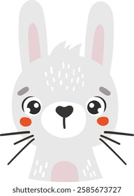 Forest rabbit animal isolated, cute wild animal, kids illustration, cartoon vector