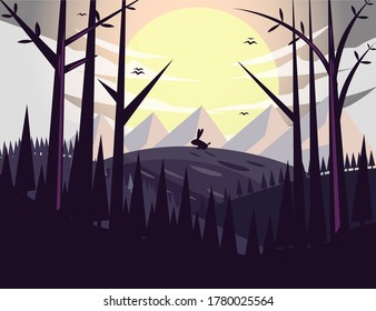 forest and rabbit background, for magazines,poster, websites and more