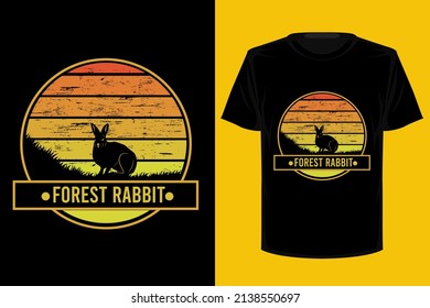 Forest rabbit retro vintage t shirt design
