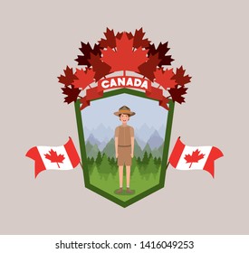 Forest ranger boy cartoon and canada design