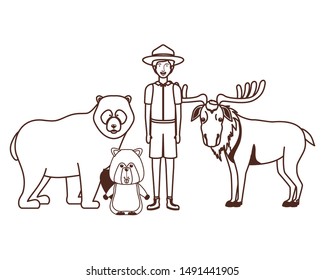 Forest ranger boy cartoon design vector illustration
