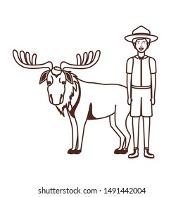 Forest ranger boy cartoon design vector illustration