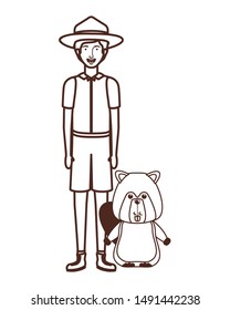 Forest ranger boy cartoon design vector illustration