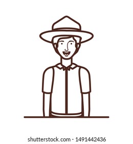Forest ranger boy cartoon design vector illustration