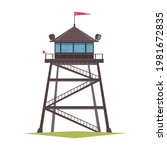 Forest ranger fire tower cartoon icon vector illustration