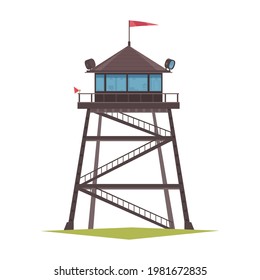 Forest Ranger Fire Tower Cartoon Icon Vector Illustration