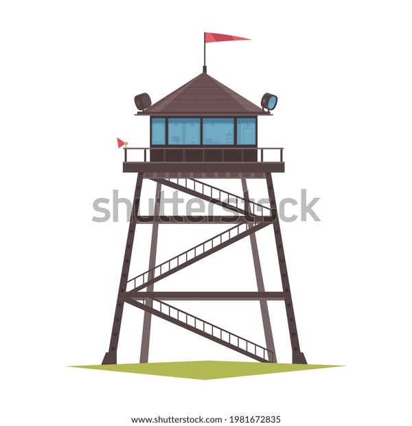 Forest Ranger Fire Tower Cartoon Icon Stock Vector (Royalty Free ...