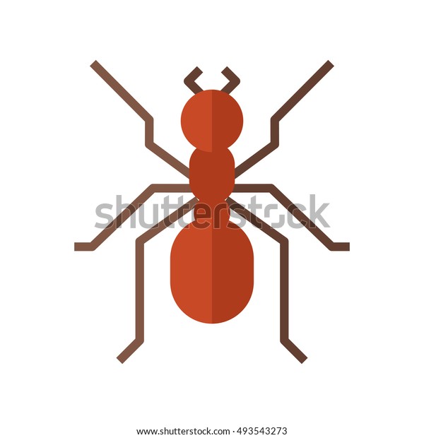 Forest red ant vector flat\
design icon. Garden insect vector illustration. Garden ant isolated\
on white.