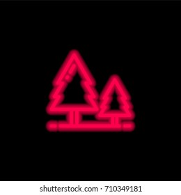 Forest red glowing neon ui ux icon. Glowing sign logo vector