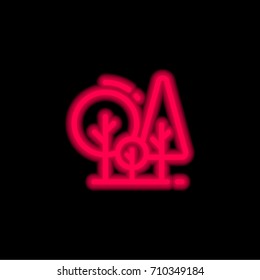 Forest red glowing neon ui ux icon. Glowing sign logo vector