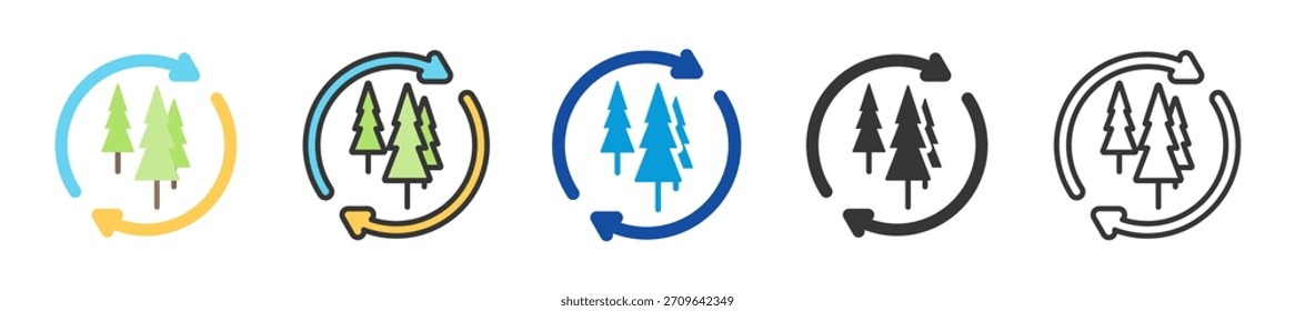 Conjunto de iconos de regeneración forestal Estilo múltiple Varias colecciones