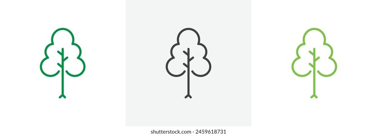 Forest Representation Icon Set. Icons for Depicting Various Trees.