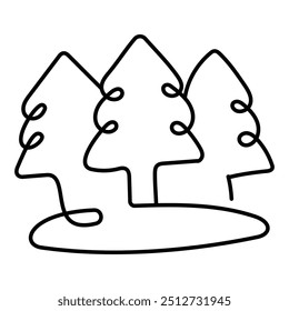 Forest Restoration Programs Monoline Icon Design. Represents Environmental Programs, Reforestation, Biodiversity, Sustainability. Vector icon with editable Strokes and Colors.