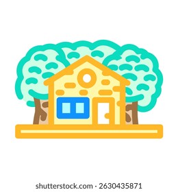 forest retreat cabin wooden color icon vector. forest retreat cabin wooden sign. isolated symbol illustration