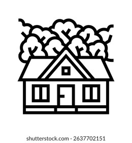 forest retreat cabin wooden line icon vector. forest retreat cabin wooden sign. isolated contour symbol black illustration