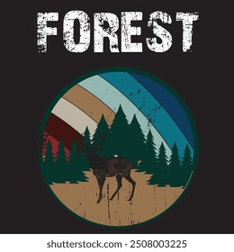 Forest retro silhouette t shirt design