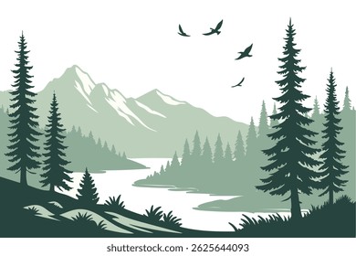 Forest River Nature Landscape Scenery Tranquility