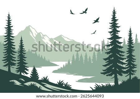 Forest River Nature Landscape Scenery Tranquility