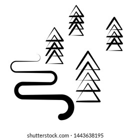 Forest, river vector icon, logo.