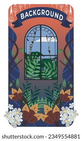 Forest room background and windows view 