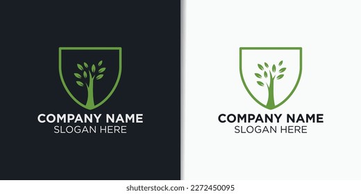 forest safety logo design vector, nature logo template