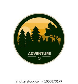 Forest Scene Adventure Round Circle Badge Design