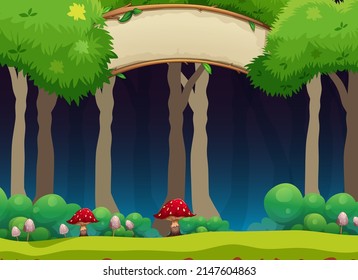 Forest Scene Trees Dark Illustration Stock Vector (Royalty Free ...