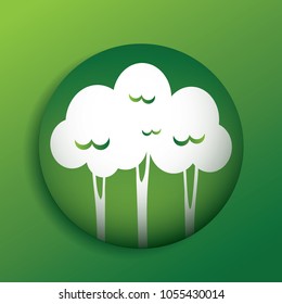 Forest scene. Trees in the woods flat design in nature and save the world concept sign and symbol in circle shape vector illustration