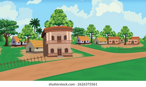 Waldszene mit verschiedenen Waldbäumen Illustration